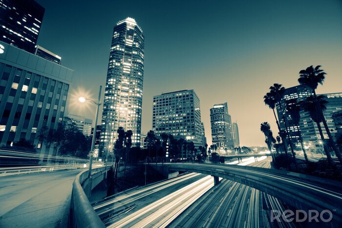 Poster Stadt Los Angeles bei Nacht