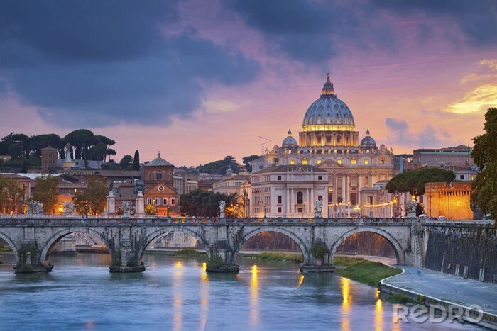Poster Stadt Rom und Sonnenuntergang