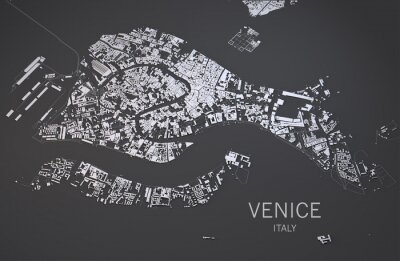 Poster Stadtplan von Venedig in Graustufen
