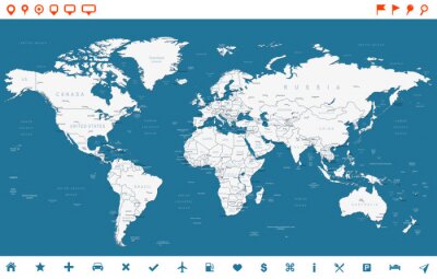 Stahlblaue Weltkarte