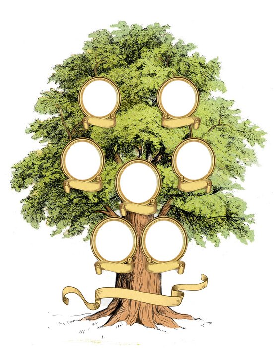 Poster Stammbaum mit sieben Plätzen