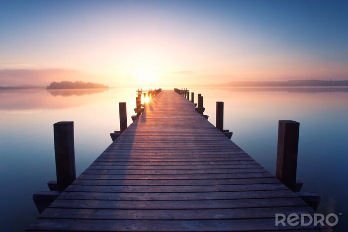 Poster Steg 3d auf Himmelhintergrund