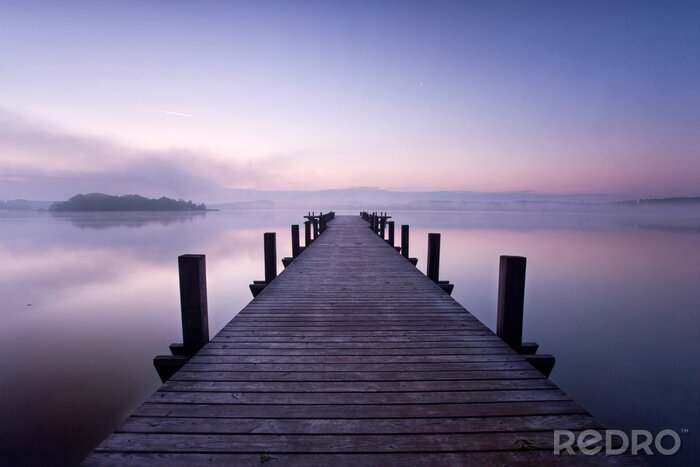 Poster Steg in der Abenddämmerung