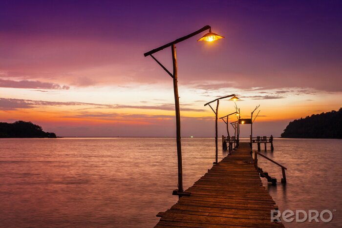 Poster Steg mit angemachten Laternen