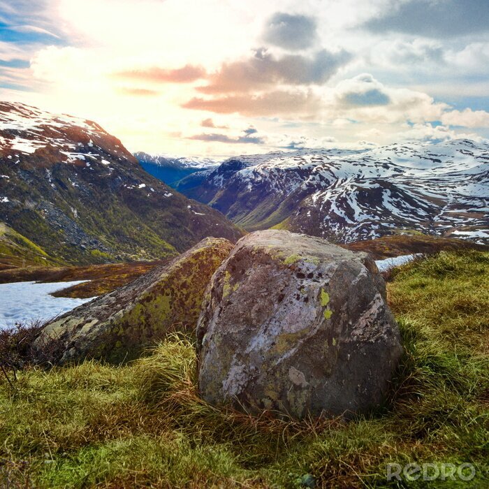 Poster Steine auf Berggipfeln