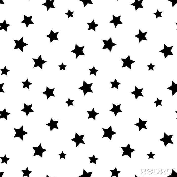 Poster Stern nahtlose Muster. Schwarz-Weiß-Retro-Hintergrund. Chaotische Elemente. Zusammenfassung geometrische Form Textur. Wirkung des Himmels. Design-Vorlage für Tapeten, Verpackung, Stoff-, Textil- Vecto