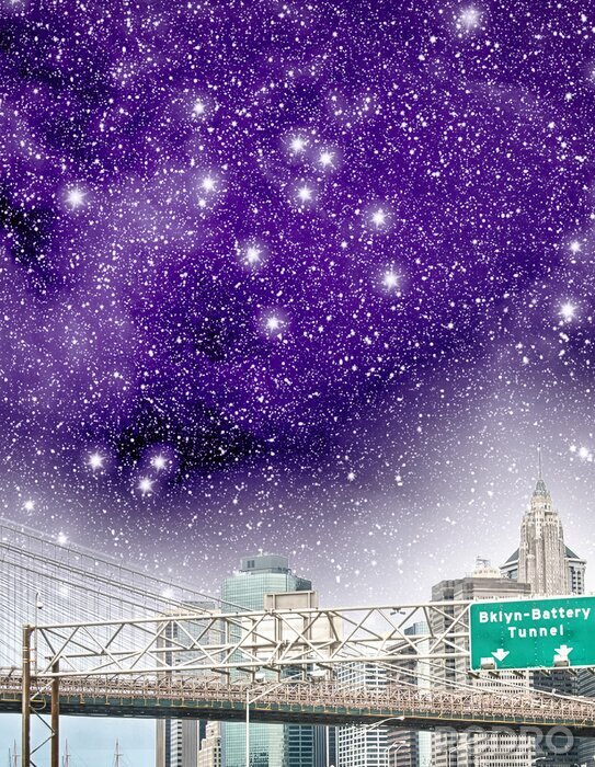Poster Sternenhimmel über der Brooklyn Bridge