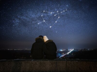 Poster Sternenhimmel und ein verliebtes Paar