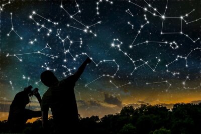 Poster Sternenkonstellation am Himmel gezeichnet