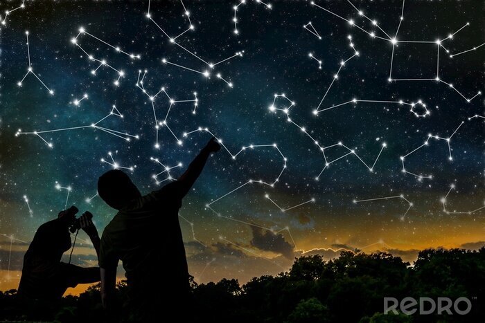 Poster Sternenkonstellation am Himmel gezeichnet
