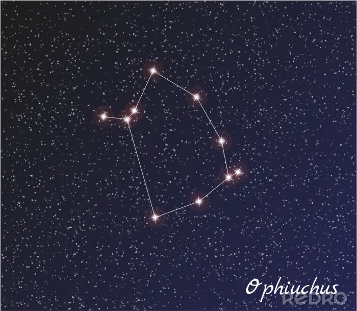 Poster Sternenkonstellation des Serpentius am dunkelblauen Himmel
