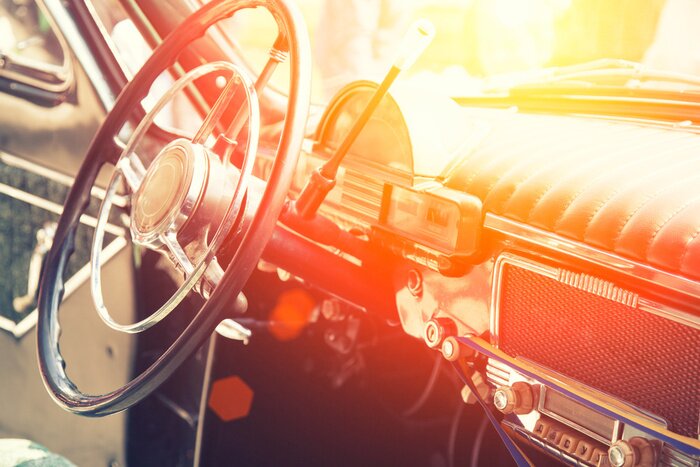 Poster Steuer bei Sonnenuntergang