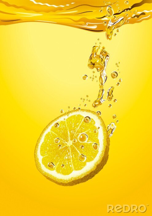 Poster Stillleben Zitrone im Wasser