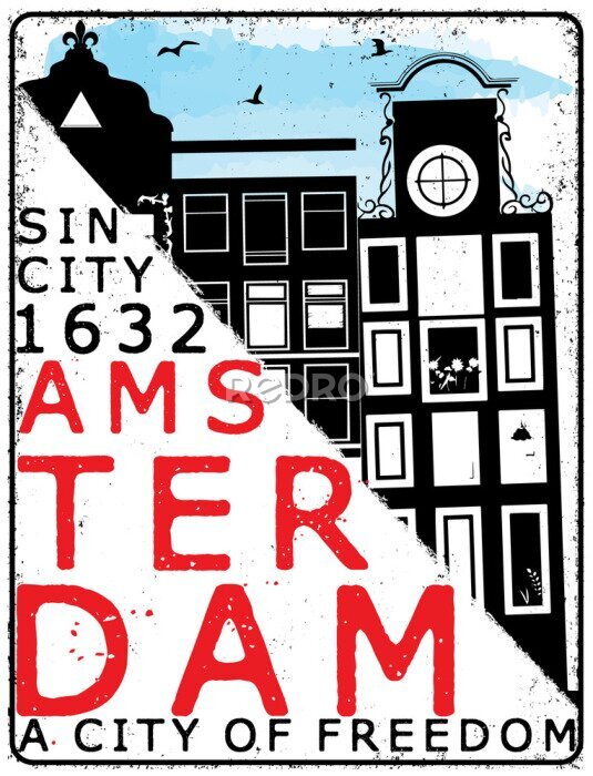 Poster Stilvolle Amsterdam-Illustration