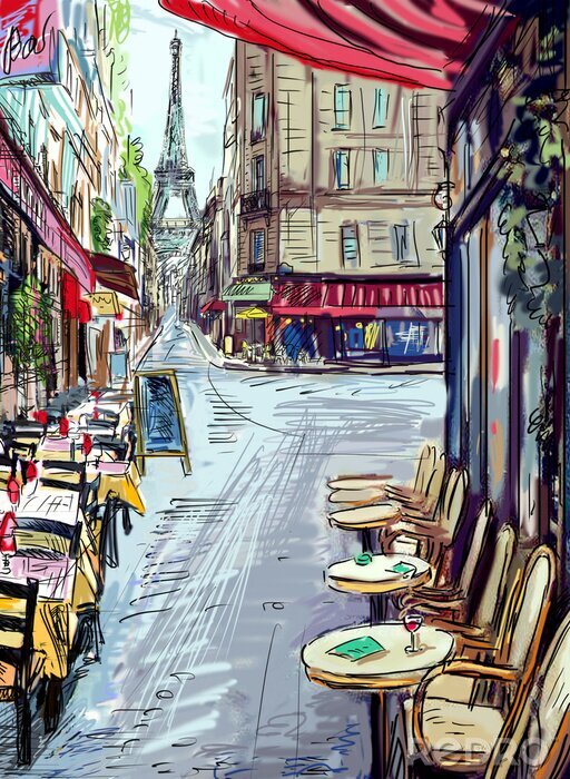 Poster Straße in Paris - Illustration