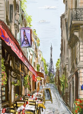 Poster Straße in Paris - Illustration