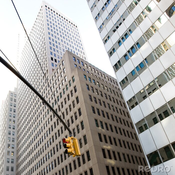 Poster Straße mit Bürohochhäusern in New York City