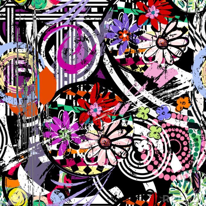 Poster Straßenkunst mit Blumen