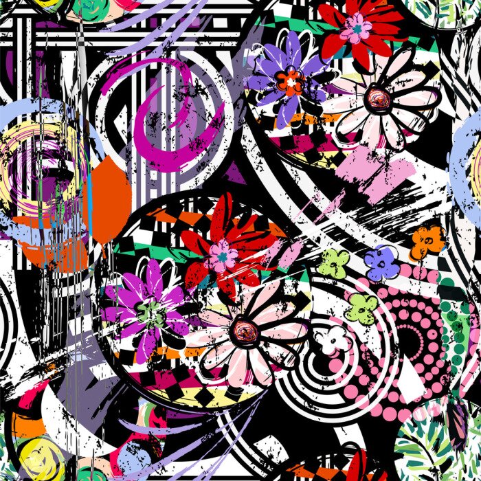 Poster Straßenkunst mit Blumen