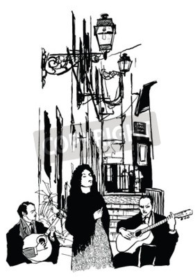 Poster Straßenmusik in Schwarz und Weiß