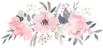 Strauß aus Aquarellblumen in Rosa