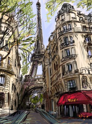 Poster Street in paris - Illustration