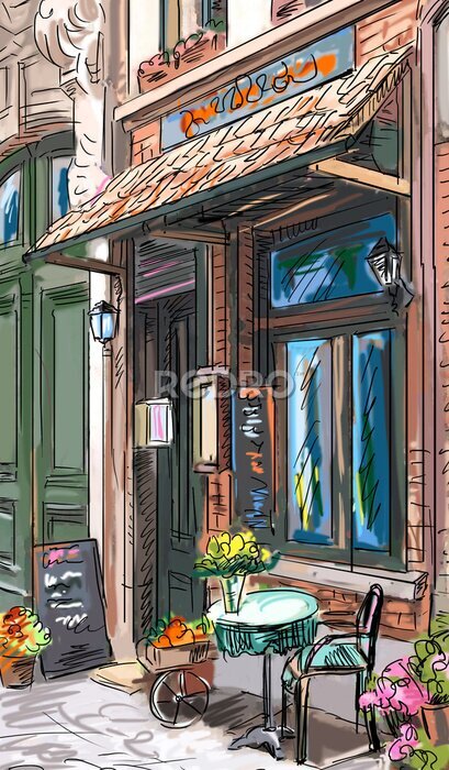 Poster Street in paris - Illustration