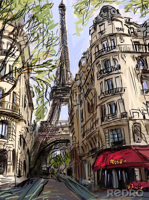 Poster Street in paris - Illustration
