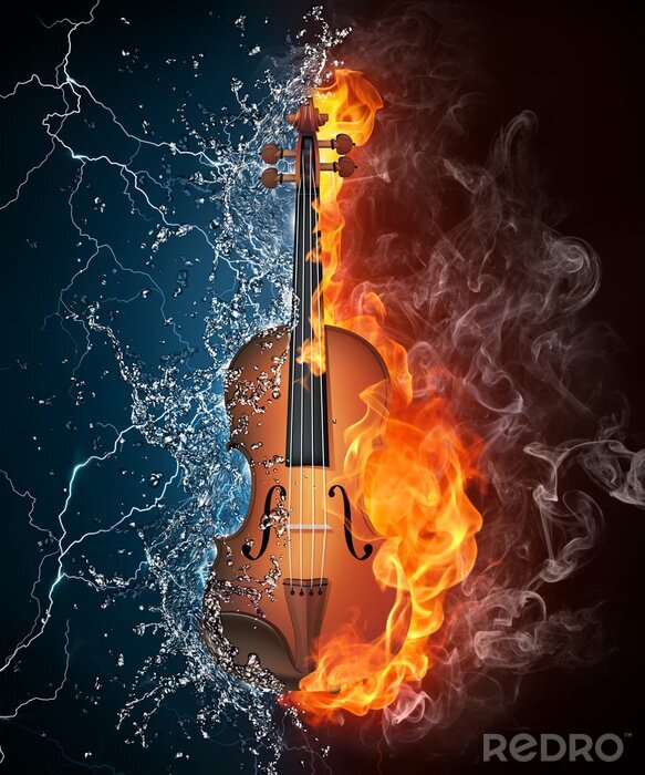 Poster Streichinstrumente Feuer und Wasser