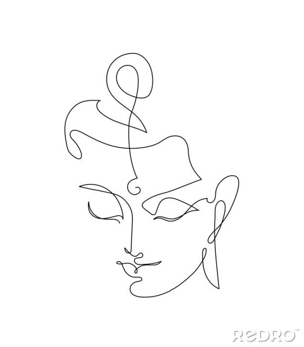 Poster Strichzeichnung eines Buddha