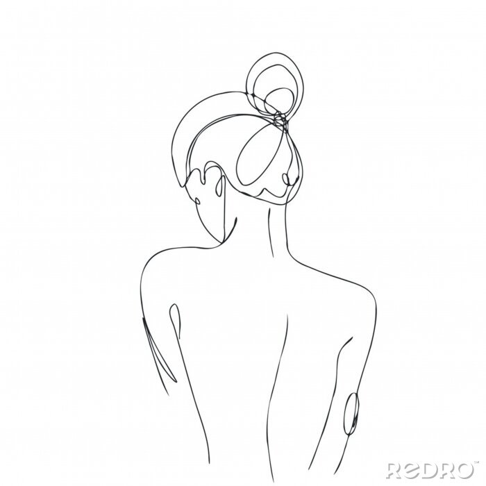 Poster Subtile Zeichnung einer mit Rücken zugewandten Frau