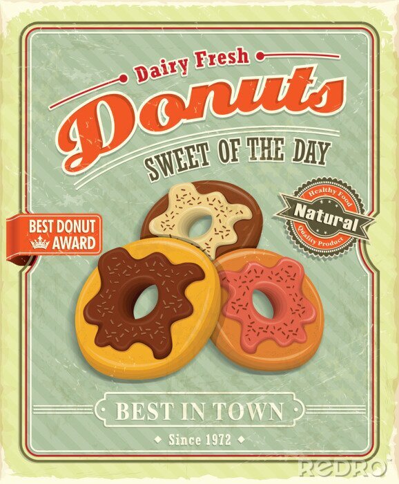 Poster Süße Donuts im Vintage-Stil