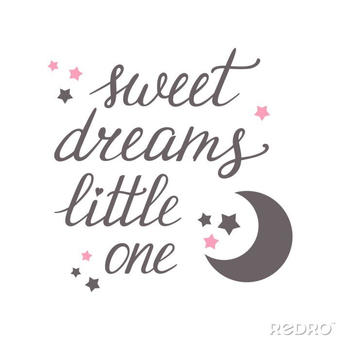 Poster Süße Träume Kleine Einhandschrift mit Mond und Sternen