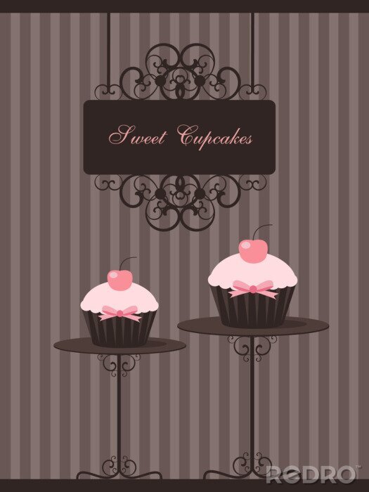 Poster Süße Vintage-Cupcakes