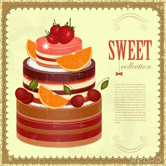 Poster Süßigkeiten Illustration mit Kuchen