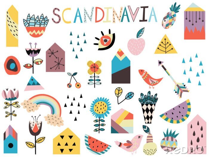 Poster Symbole mit Aufschrift Scandinavia