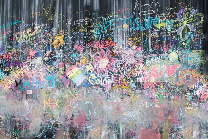 Poster Tafel mit Graffiti in Farbe