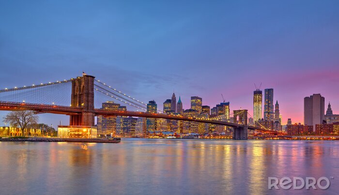 Poster Tagesbeginn über Brooklyn Bridge