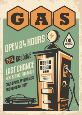 Poster Tankstelle für Fahrzeuge