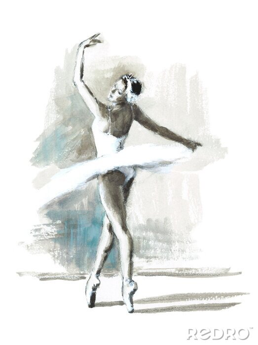 Poster Tanzende Ballerina Pastellskizze