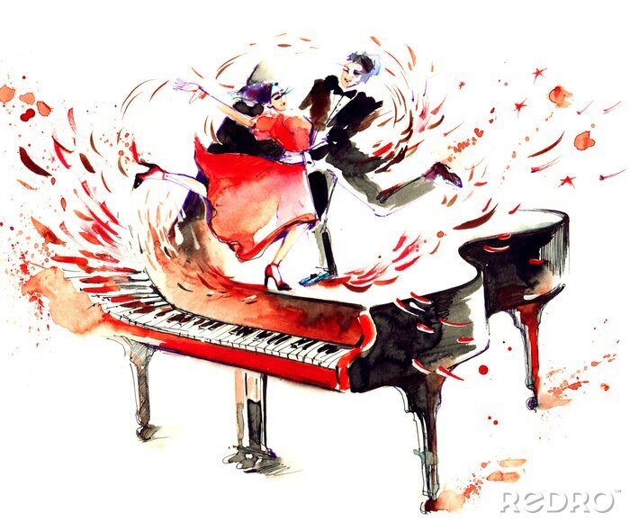 Poster Tanzendes Paar auf einem Instrument
