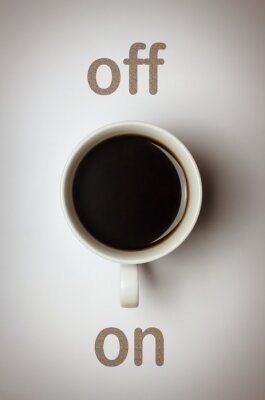 Poster Tasse schwarzen Kaffee und Schriftzug