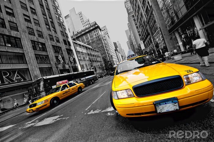 Poster Taxi auf Straße 3D