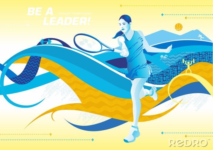 Poster Tennis Abstraktion mit Spielerin