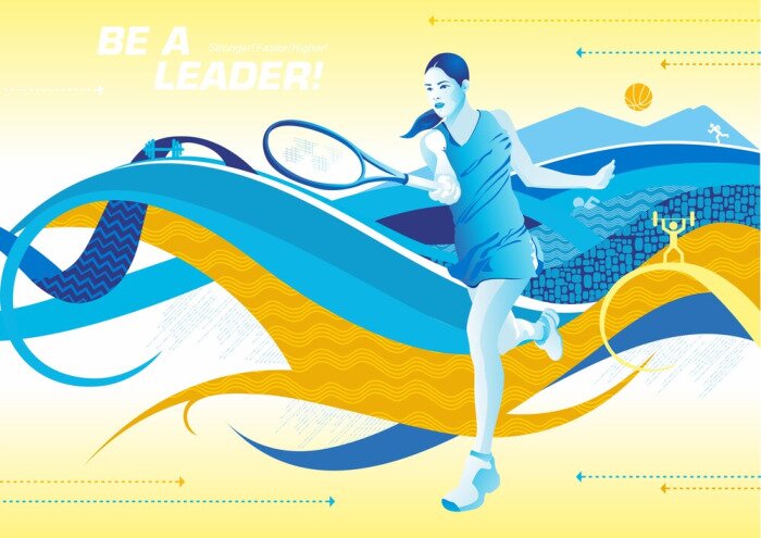 Poster Tennis Abstraktion mit Spielerin