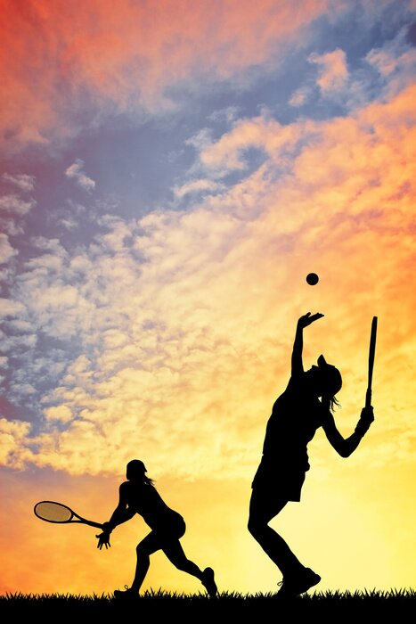 Poster Tennis beim Sonnenuntergang