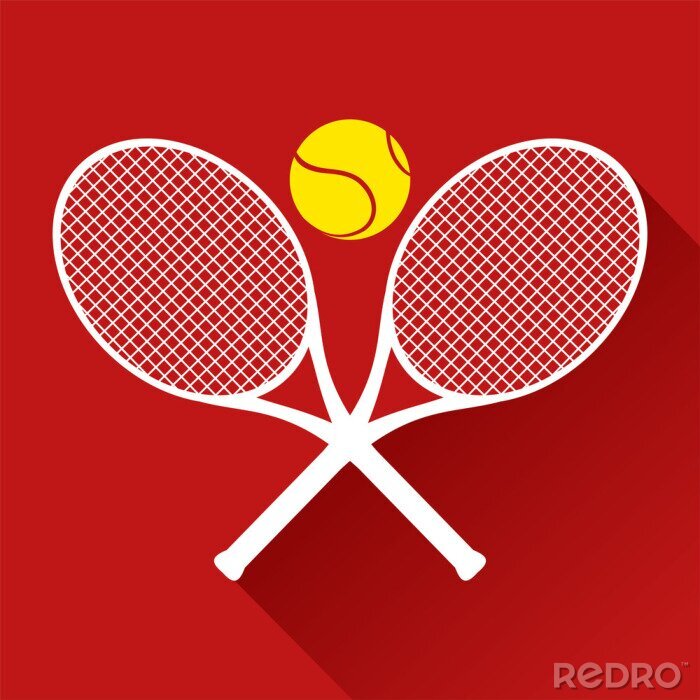 Poster Tennis Grafik mit Schlägern und gelbem Ball