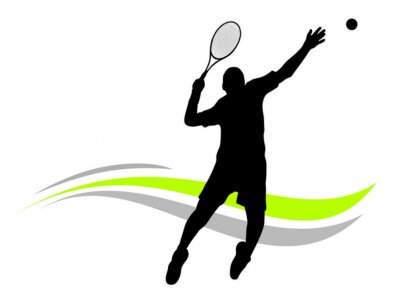 Poster Tennis und Silhouette eines Tennisspielers