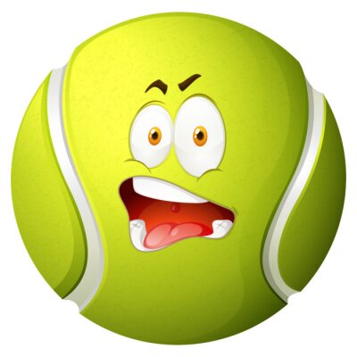 Poster Tennisball mit Gesicht