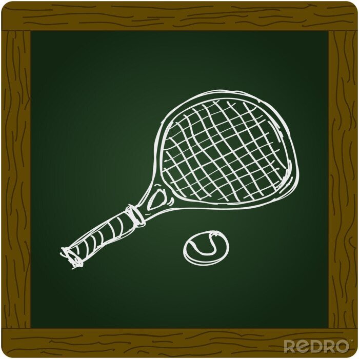Poster Tennisschläger und grüner Hintergrund